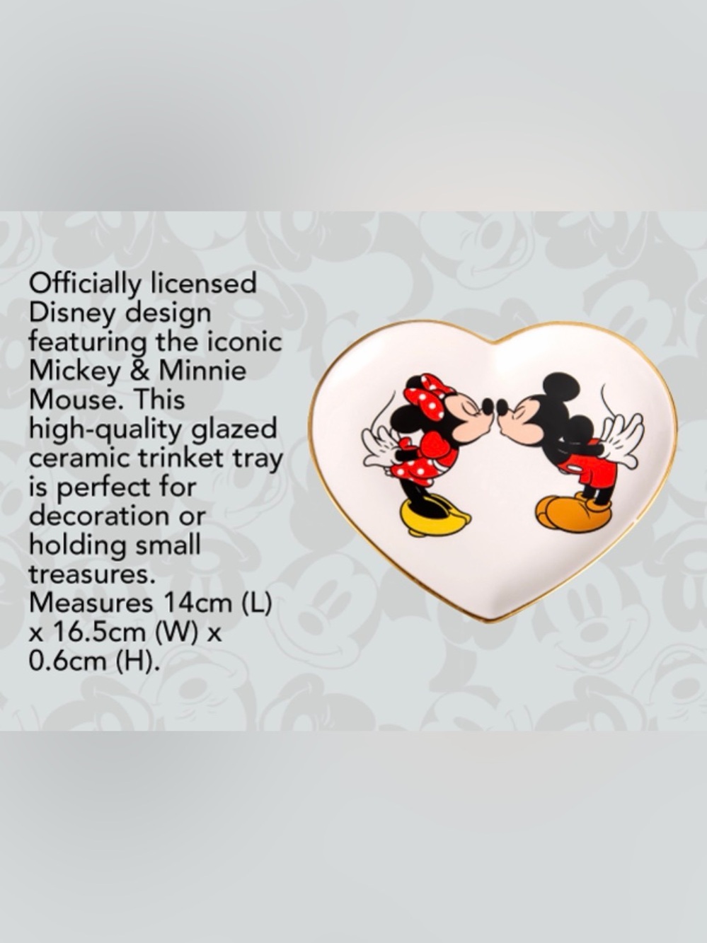 Disney Heart Trinket Dish Featuring Minnie & Mickey NIB